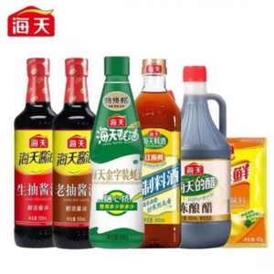 海天厨房调味品酱油六件套生抽老抽蚝油香醋料酒鸡精调味新年套装