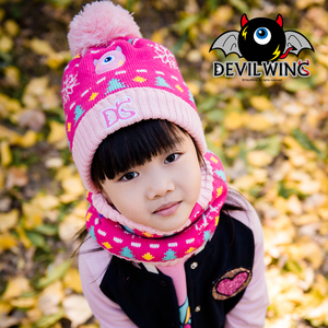 韩国devilwing小恶魔儿童帽子秋冬季男女宝宝加绒保暖围脖护耳帽