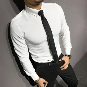 辉先生新品秋季弹力衬衫男士商务正装修身衬衣长袖潮流青年白衬衫
