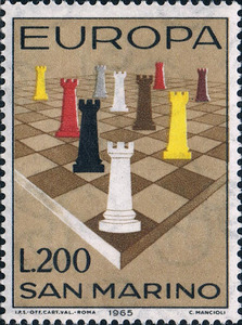 YT5063圣马力诺1965欧罗巴国际象棋1全新外国邮票