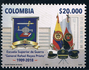 N4067哥伦比亚2018普里托军事学校国旗1全新外国邮票0917