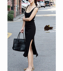 韩版女装连衣裙莫代尔性感开叉中长裙吊带优质背心裙修身包臀显瘦
