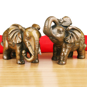 铜大象摆件一对吸水象 大象铜象工艺品客厅店铺开业礼品装饰品