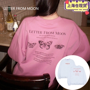 现货~23秋冬韩国设计师品牌LETTER FROM MOON韩版蝴蝶刺绣卫衣4色