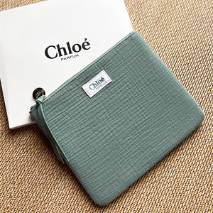 Chloe蔻依新款绿色收纳包 化妆包金色logo拉链包斜挎小包