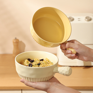 有手柄的碗陶瓷焗烤碗水果沙拉碗高颜值多功能泡面碗烘焙碗耐高温
