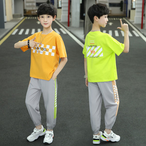 男童夏装套装速干新款帅洋气儿童装韩版夏季运动中大童男孩两件套