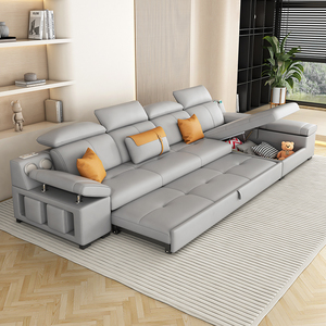 猫抓皮沙发床2024新款小户型客厅沙发床两用可伸缩多功能实木家具
