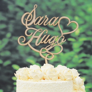 婚礼蛋糕插牌定制cake topper装饰花摆件人名字母生日甜品桌布置
