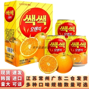 乐天橙子汁韩国进口橙汁单盒238ml×12罐装果肉果粒饮料多省包邮