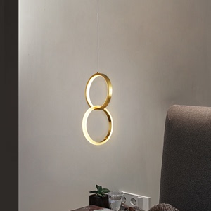 简约北欧床头小吊灯个性样板间餐厅卧室创意双环设计艺术装饰灯具