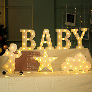baby字母灯创意表白神器甜品台字母灯造型灯告白灯生日快乐字母灯