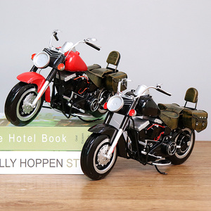 美式哈雷摩托车模型摆件铁皮工艺品男孩礼品桌面酒柜房间装饰摆设