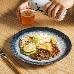 日式陶瓷餐具盘子圆形菜盘平盘家用水果盘骨碟小吃碟西餐牛排餐盘
