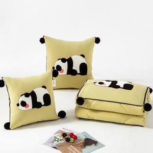 熊猫抱枕被子两用汽车上卡通可爱办公室午睡盖毯枕头二合一可折叠