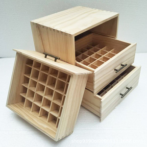 精油收纳盒实木盒子三层90格抽屉柜多特瑞分装瓶整理箱3层柜特惠