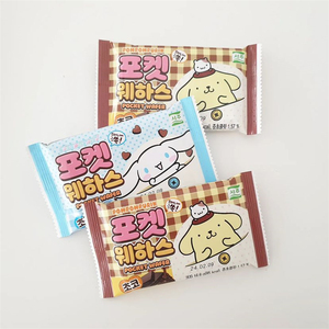 韩国进口零食西洲巧克力乳酸菌夹心威化饼干黄油华夫瓦夫卡通包装