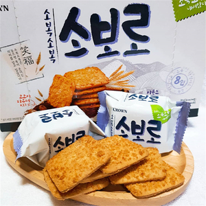 韩国进口零食 克丽安crown笑福香酥扁桃仁代餐休闲下午茶薄脆饼干