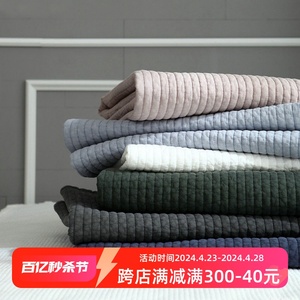 韩国进口纯色柔软水洗棉衍缝夹棉床褥多用夏用被床盖床单纯棉加棉