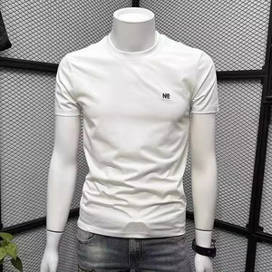 男士夏季新款冰丝棉短袖T恤男款修身简约纯色打底衫今年流行男t恤