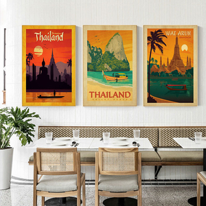 泰国装饰画东南亚风情养生按摩店挂画泰式餐厅泰姬陵风景海报壁画