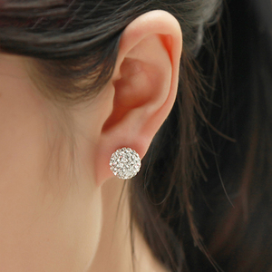 S925纯银耳钉女水钻气质韩国百搭满钻耳环简约银针饰品防过敏礼物