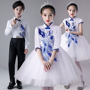 新款小学生演讲比赛服装儿童古筝演出女童诗歌朗诵快板表演中国风