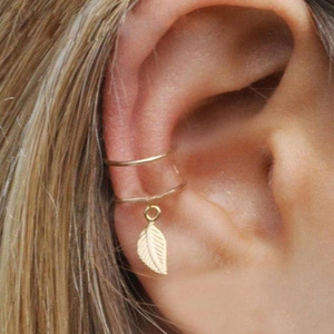 earrings women 欧美复古简约C型软骨夹叶子无耳洞耳夹耳钉
