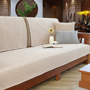 棉麻沙发垫四季通用防滑新中式实木沙发坐垫子三人位沙发套罩定做
