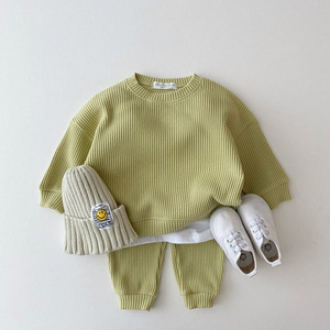 ins2024春秋韩版婴幼童休闲针织长袖套装男女宝宝宽松运动两件套