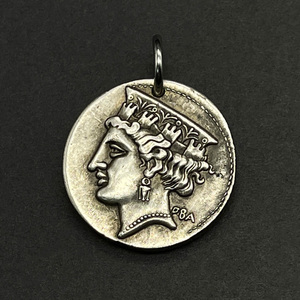 古希腊银币双面人硬币项链圆牌吊坠天秤座礼物手办金牛座小众情侣
