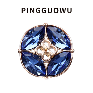 PINGGUOWU 圆形金属纽扣外套水晶饰品扣子开衫扣高档大衣钻石钮扣