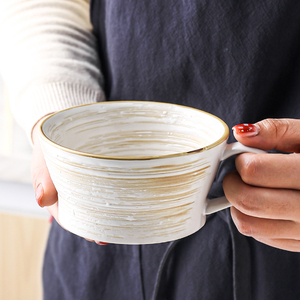 日式牛奶早餐杯陶瓷微波炉马克杯麦片冲泡杯大水杯子特色杯早餐碗