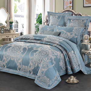 欧式床上四件套全棉纯棉贡缎提花床单被套1.8m2.0米床1.5双人套件