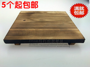热销石锅石碗隔热木垫炭烧木板正方形平面木垫石烤盘垫板铁板烧垫