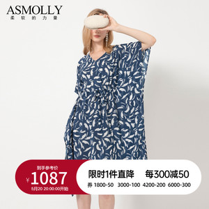 Asmolly真丝连衣裙2024春夏新款个性蝙蝠袖不规则桑蚕丝中长裙