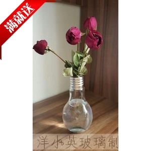 悬挂灯泡欧式创意玻璃花瓶透明水培花瓶玻璃花器现代客厅装饰花瓶