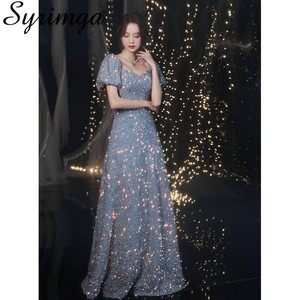 Syrimga晚礼服2022新款高端宴会气质长款主持派对洋装法式小礼服