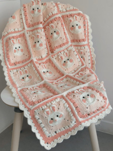皮皮刘今天做什么 DIY手工编织毯呆萌可爱兔子毯子材料包毛线编织