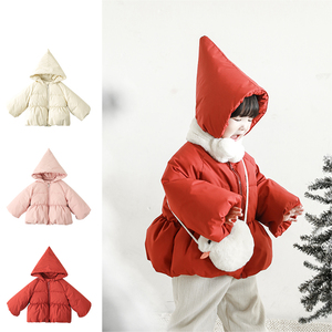 幼悠儿童女巫帽可爱棉服女童冬季新款保暖外套简约百搭加厚棉袄潮