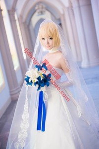 Fate圣杯战争 蓝Saber阿尔托利亚 型月十周年cosplay服装假发定制