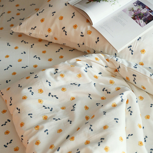 小米馍馍 | 小橘花 - 被套 | 纯棉双层纱韩式碎花床上用品被罩