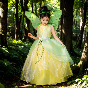六一女童蒂安娜走秀长裙儿童花仙子小精灵表演服装小叮当公主裙