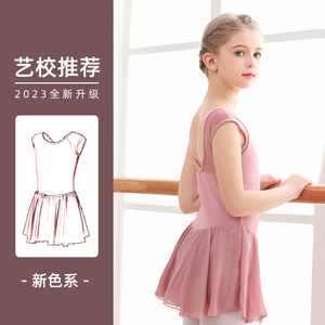 舞蹈服儿童女中国舞芭蕾舞裙练功服连衣裙开档夏季短袖女童演出服