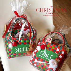 丁峰·圣诞老人编织小果篮水果花篮苹果手提篮平安夜礼物包装篮子