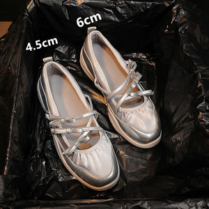 董洁同款银河芭蕾舞鞋女2024内增高厚底软底单鞋牛皮运动玛丽珍鞋