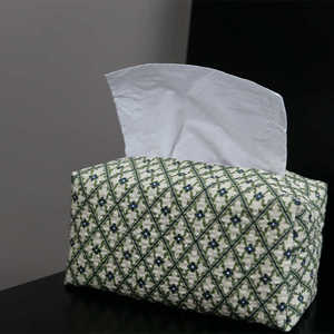 绿野纸巾袋|躲在耳里家居馆|原创法式田园绿色格子格纹布艺抽纸盒