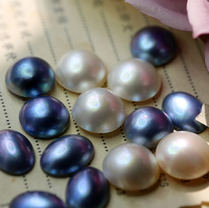 纯天然海水马贝珍珠裸珠 12-18mm强光炫彩戒面 项链蛋面 饰品配件