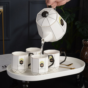 北欧陶瓷茶具大容量茶壶耐高温客厅冷水壶套装家用水杯托盘小套组