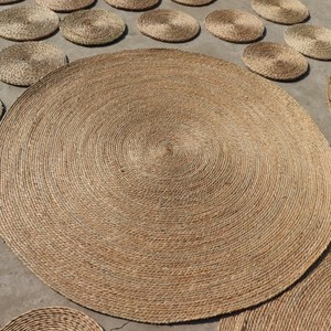 北欧风大地毯简约草编蒲草地垫天然材质ins百搭款式圆形地毯家用